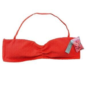 NWT J.Crew Scrunchie Sweetheart Bikini Top Halter Removable Strap Red/Orange 2X
